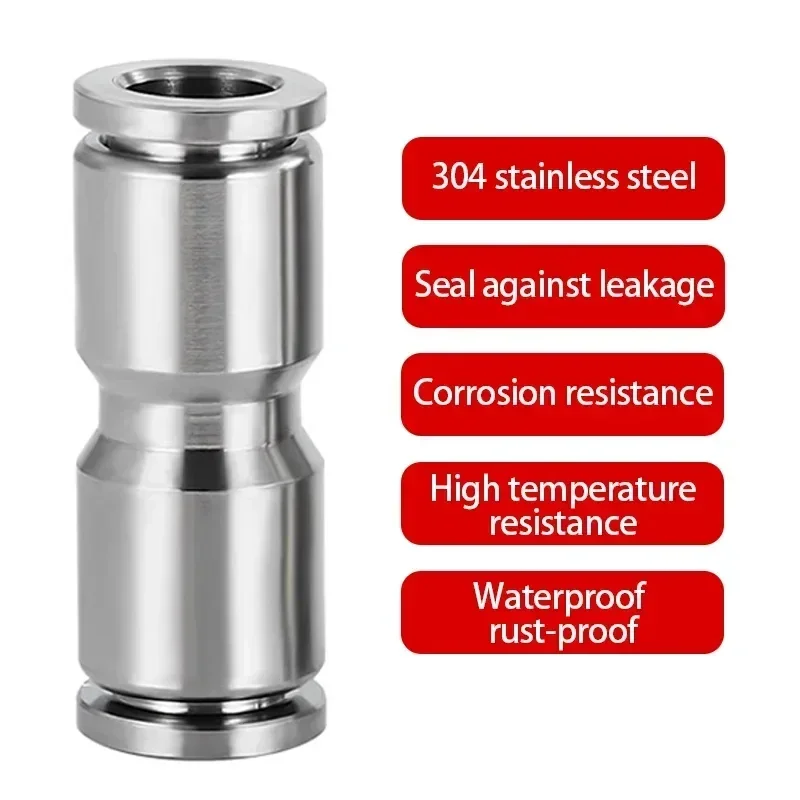 304 Stainless Steel through board type Quick twist Double Ferrule Fittings PU Hose to Hard Tube straight joint