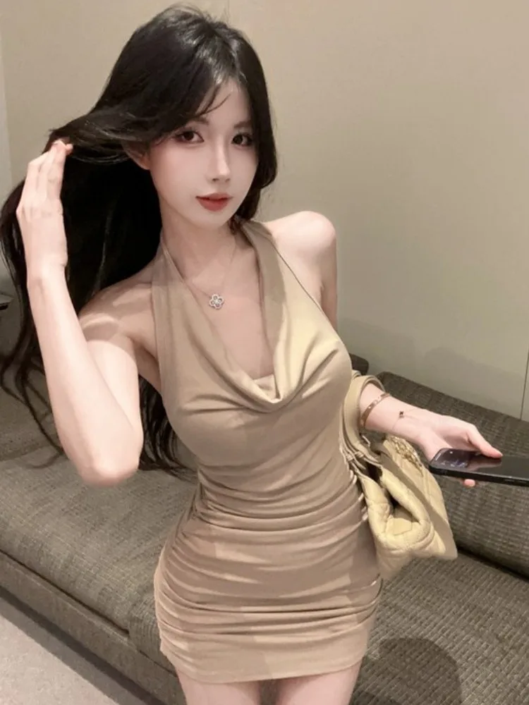 

Sexy Pure Desire Back Design Two-Way Wear Bodycon Skirt Women's Summer New Pleated Waist-Cinching Dress Korean Style