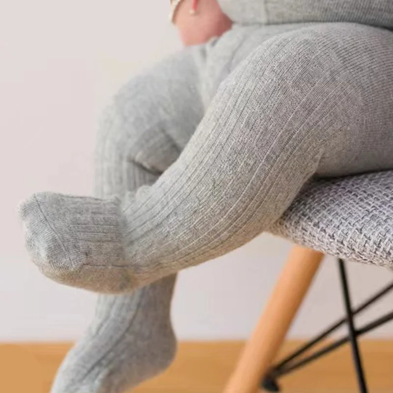 Frühling gestrickte Strumpfhosen Baby Strumpfhosen Mädchen Strumpfhosen Kinder unteres Kleidungs stück Vorschule gerippte Socken 0-8y