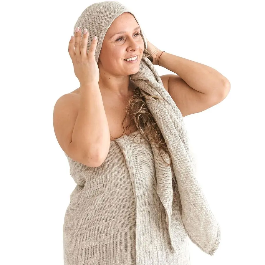 

Natural Linen Bath Towel Lightweight QuickDry Absorbent Exfoliating Linen Towel Open Weave Hair Drying Towel