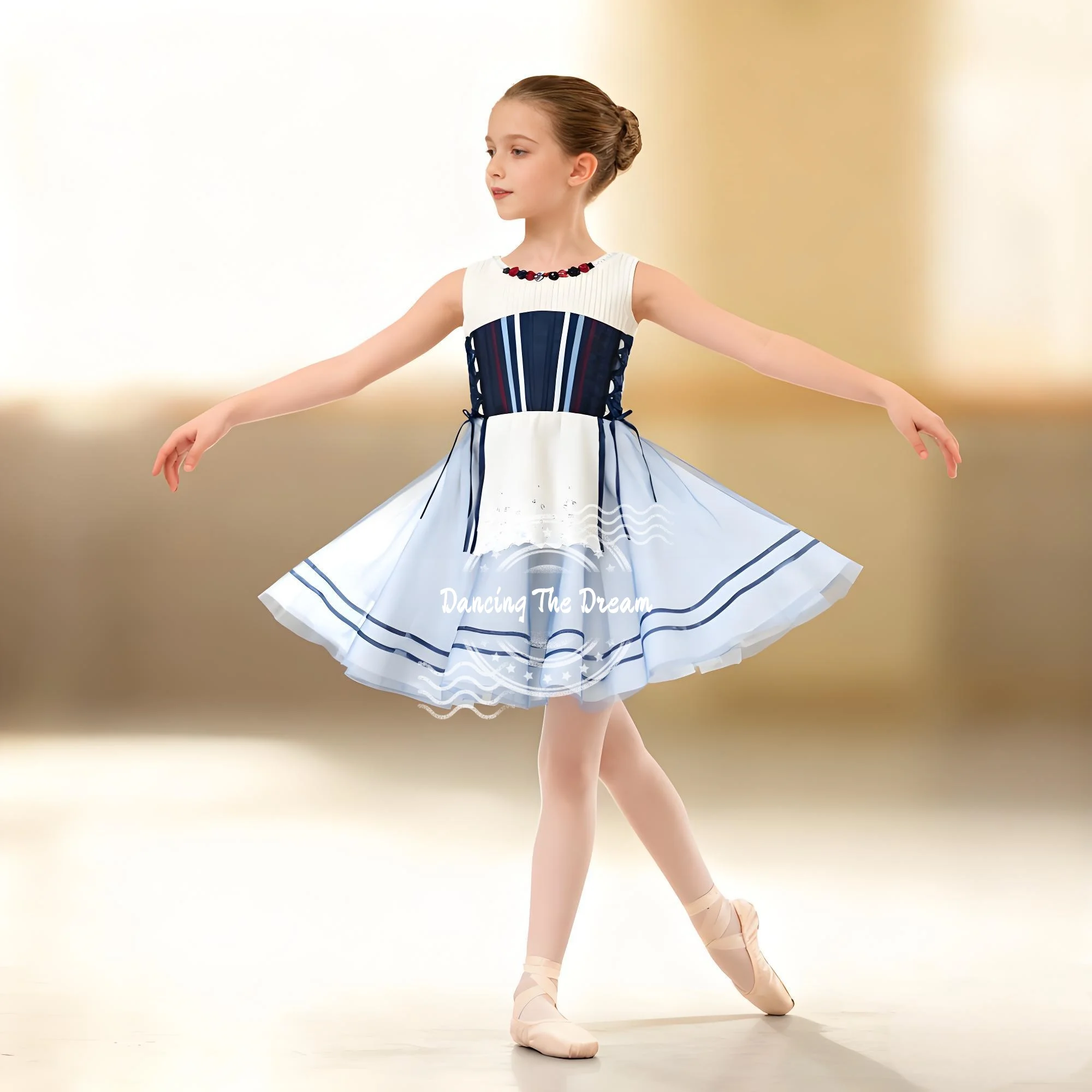 

Giselle Professional Tulle Ballet Dress Delicate Lace - Up Color - Block Ballet Costume Vintage - Style Striped Lace - Up Ballet