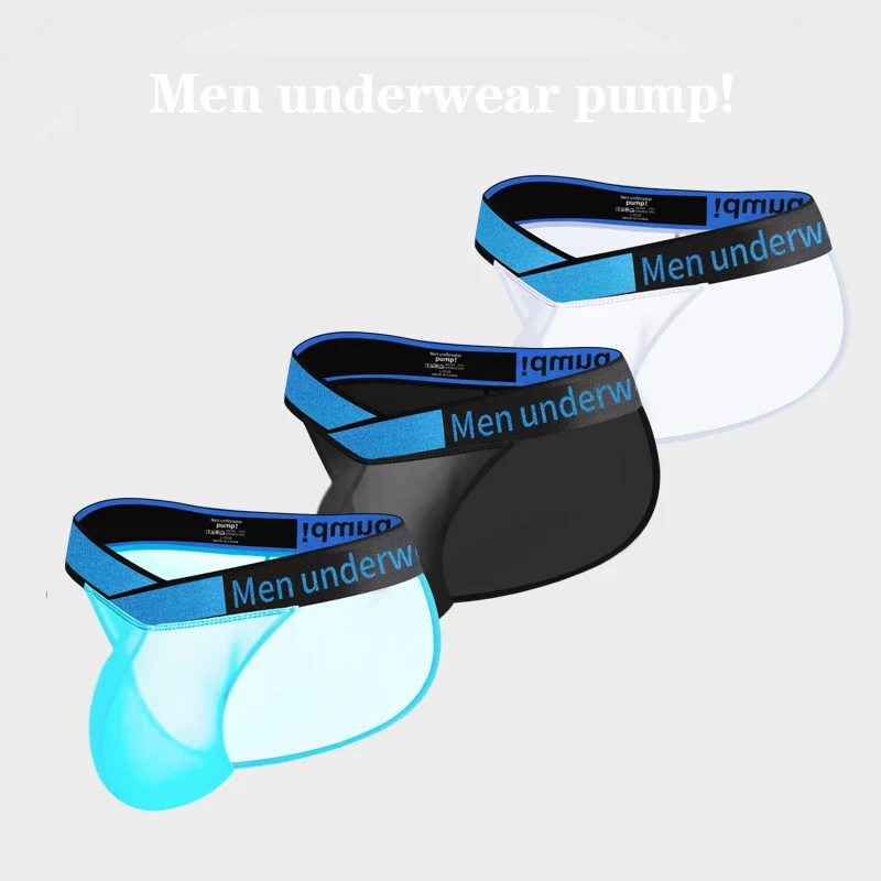 

3PCS Transparent Mesh Briefs Man Summer Ultra-thin Underpants High Cut Male Briefs Panties Sissy Slips Gays Bikini Underwear