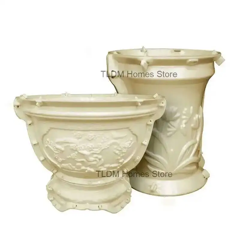 Pot European High-foot Flower DIY Flower Pot Mold Mold Garden Decoration Concrete Durable Home Gardening Round Vase Planter T