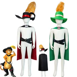 Disfraz de Anime de la película Puss In Boots para adultos y niños, traje de Cosplay completo, capa, sombrero, cinturón, gato, disfraz de Halloween