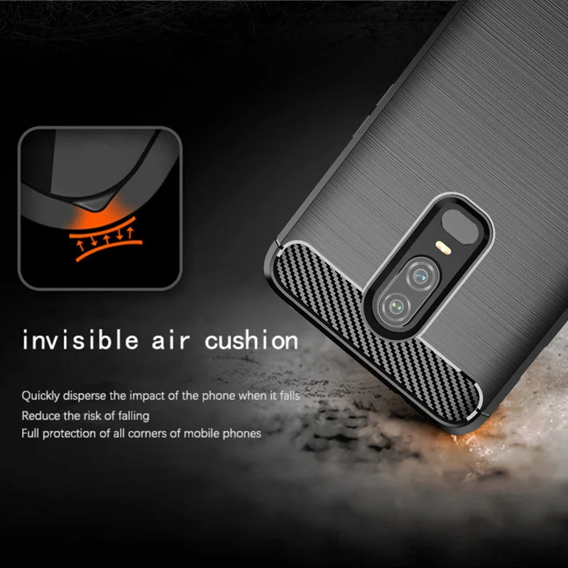 Carbon Fiber Shockproof Case For Oneplus 6 1+6 Silicone Case for Oneplus6 Bumper Full Protective Back Cover Coque Fundas