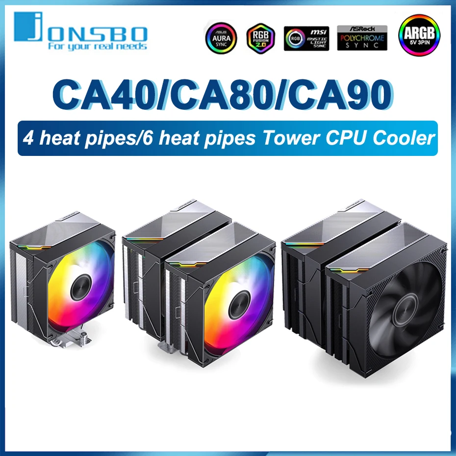 

JONSBO CA40/CA80/CA90 воздушный охладитель 12 см вентилятор ARGB высокопроизводительный процессорный кулер для LGA1700 115X 1200 1851 AM4 AM5