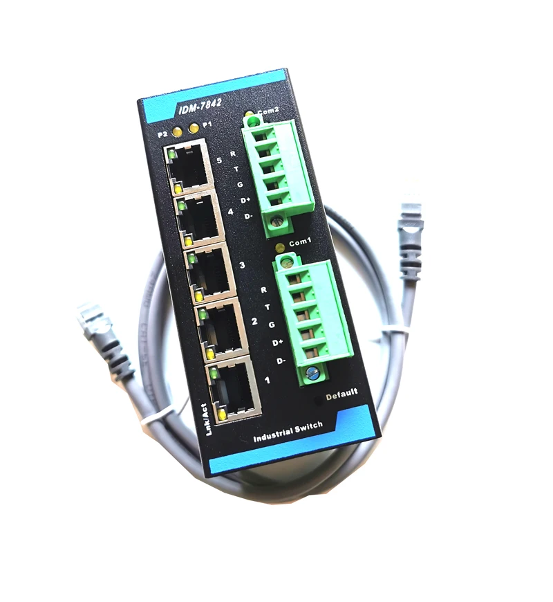 IDM-7842 Modbus gateway 2 channel optical isolation RS485/232 serial port 5 port Ethernet switch modbus tcp