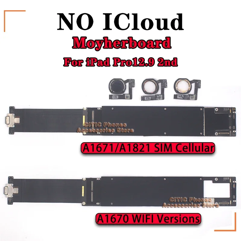 Oryginalna płyta główna NO iCloud dla IPad Pro12.9 2nd Logic A1670 wersje WIFI A1671 A1821 wersje komórkowe 3G SIM płyta główna