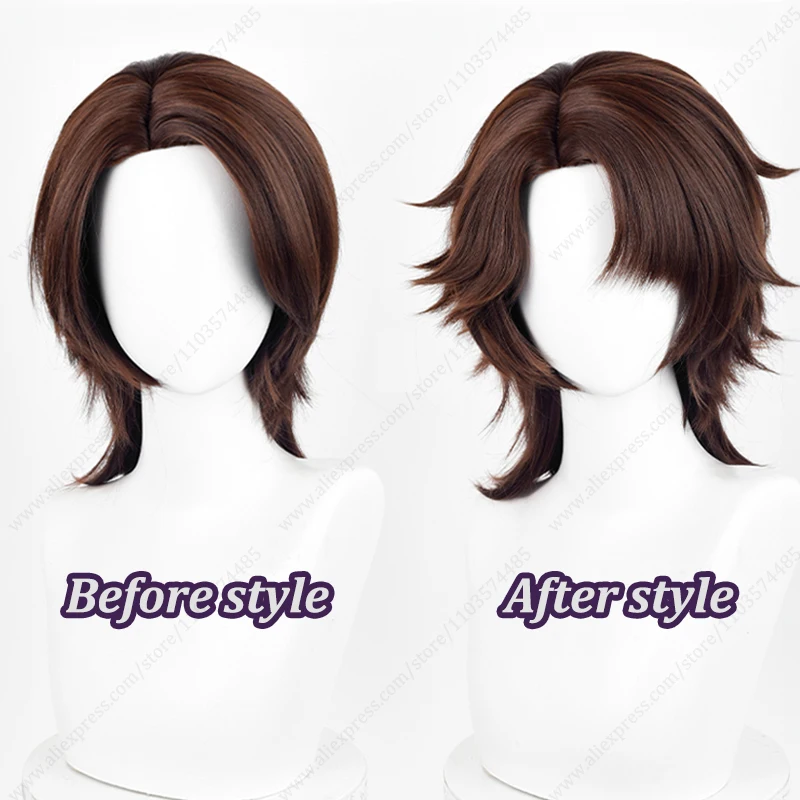 Puppeteer Cosplay Wig 40cm Long Dark Brown Heat Resistant Synthetic Hair