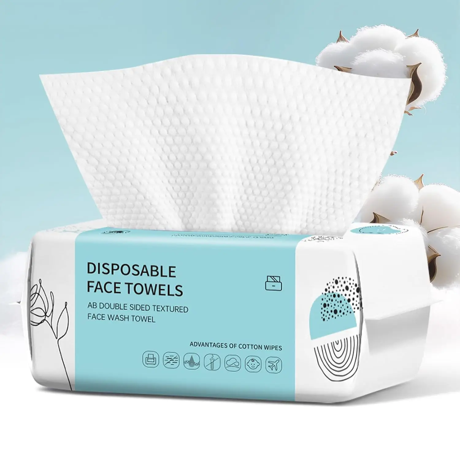 

Face Towels Disposable 100 Count, Soft Cotton Dry Wipes for Makeup Removal and Cleansing