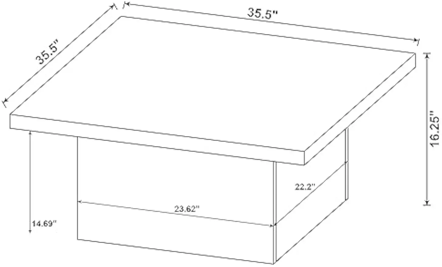 Zetta Square Cocktail Living Room Coffee Table Engineered Eco-Friendly Look Laminate Veneer Rustic Farmhouse Mango Brown 708068