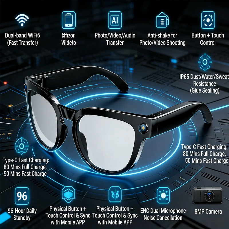 

The new 800W pixel AI smart eyes support multi-language translationdual microphone noise reduction and anti-interference fashion