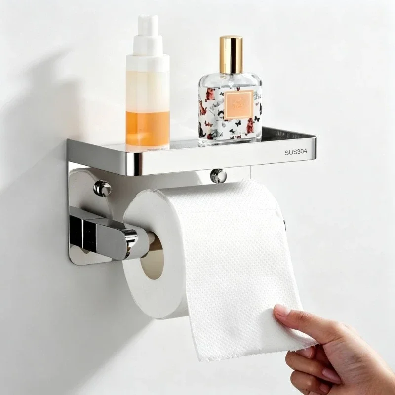 

Держатель для салфеток из нержавеющей стали 304, стойка для мобильного телефона, неперфорированный держатель для рулонов в ванной комнате