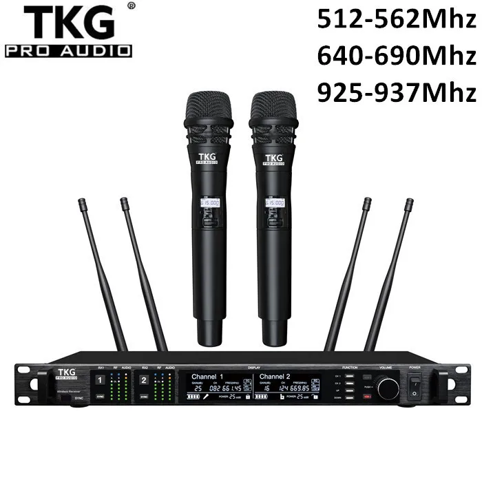 TKG True Diversity 500mhz 600mhz 900mhz AD4D Wireless Microphone Professional Dual Channel Receiver 645-695Mhz  Stage Mircrofone