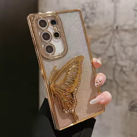 Quicksand Butterfly Cover For Samsung Galaxy S25 Ultra Glitter Diamond Case For Samsung Galaxy S24 Plus S23 S22 A56 A55 A54 Case