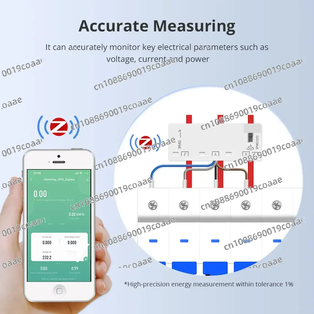 3-Phase 4-Wire Smart Energy Meter 63AWiFi Power Sensor 208V 415V Smart Life APP Controlled