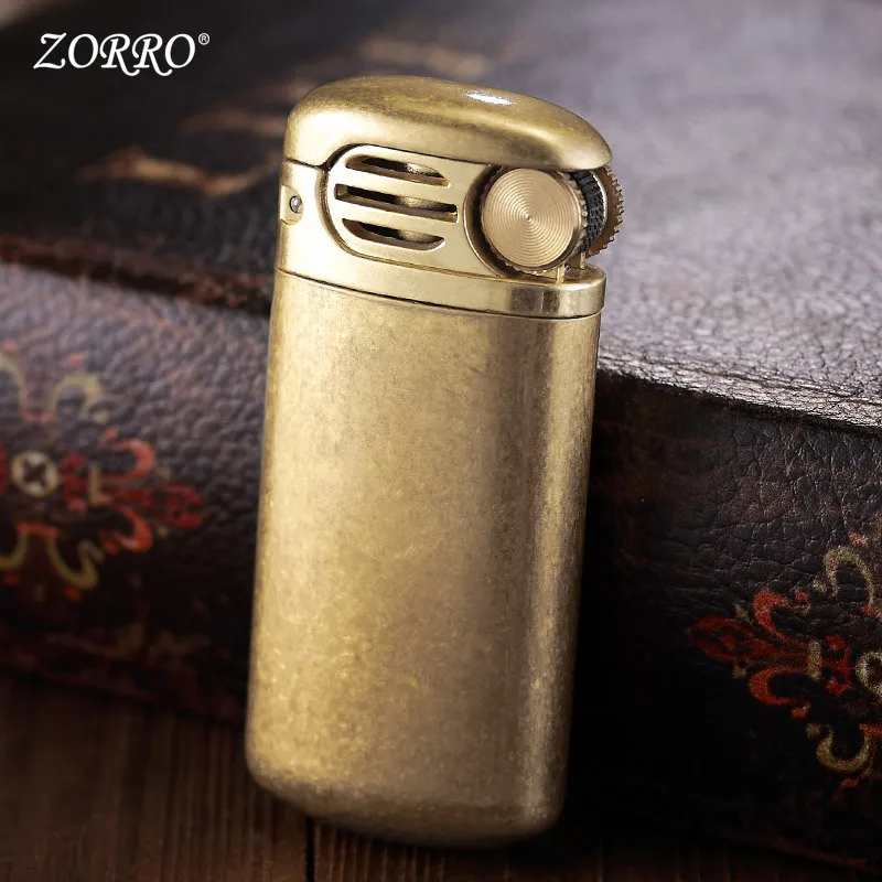 

Zorro-Brass Kerosene Lighter, Retro Vintage Mini Portable Gasoline Flint Grinding Wheel, Windproof Men's Smoking Gift, Original