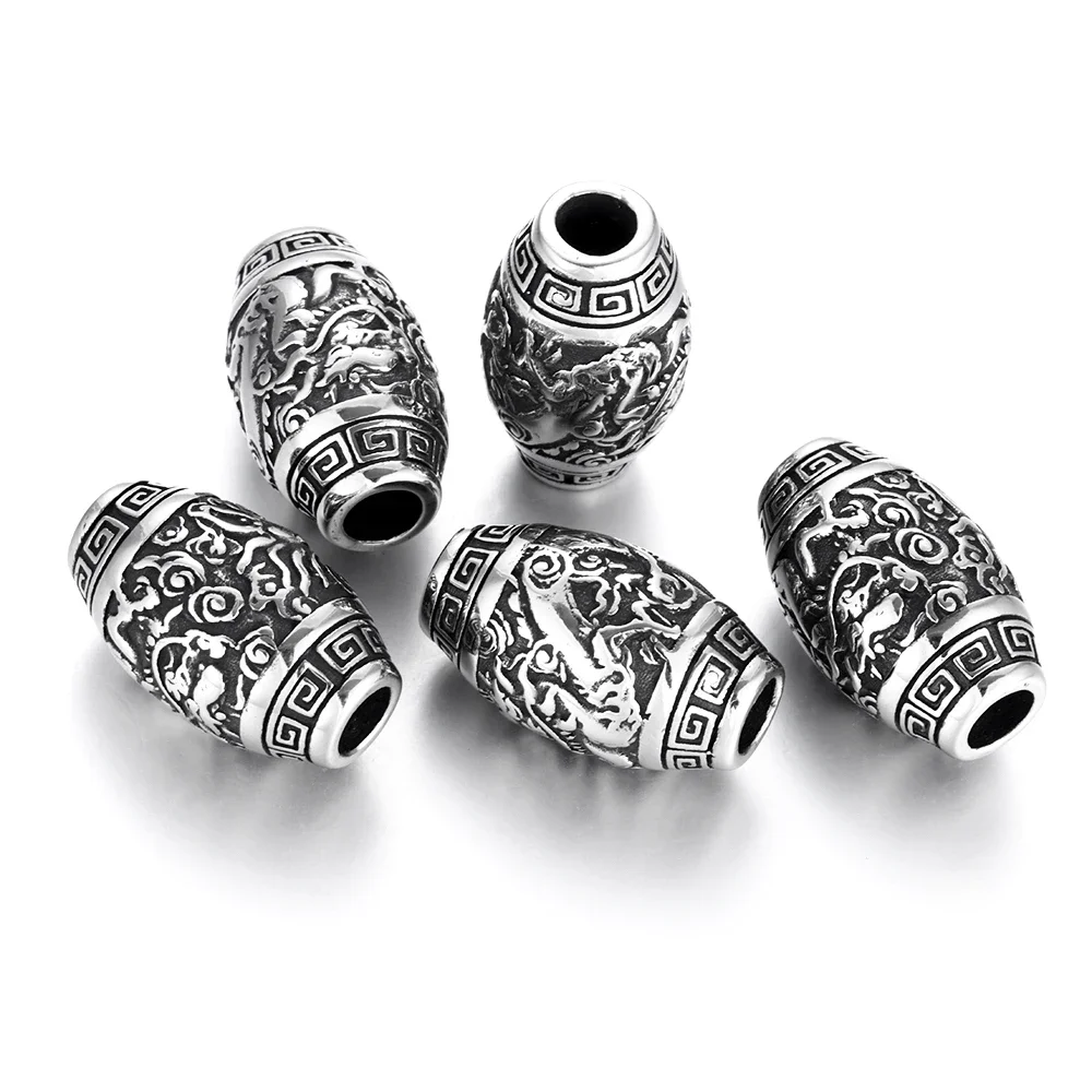 Stainless Steel Paracord Beads Paracord Knife Lanyard Accessories 5mm Hole Beard Bead Metal DIY Jewelry Bracelet Making