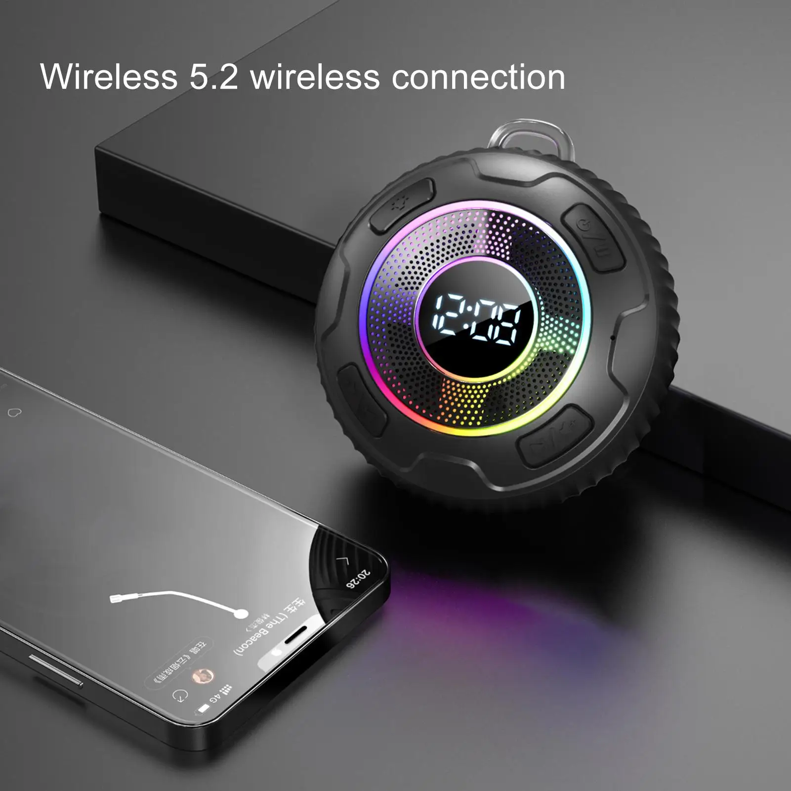 Беспроводной динамик, устройство для воспроизведения музыки с RGB-подсветкой, водонепроницаемый динамик для душа для любителей музыки, искателей приключений на открытом воздухе, колледжа