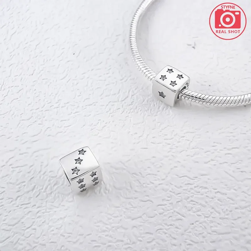 Symbols 2025 Lucky Beads 925 Sterling Silver Star Dice String Jewellery & Game Six Sided Dice Charms Women's Jewelry DIY Gift