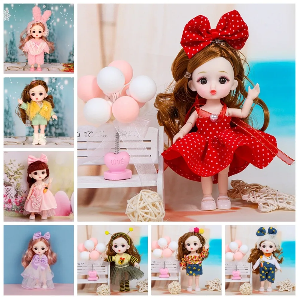 Cara redonda ojos grandes 16cm muñeca BJD 16cm figura 1/12 escala muñeca BJD móvil dulce cara Linda muñeca BJD regalos Diy