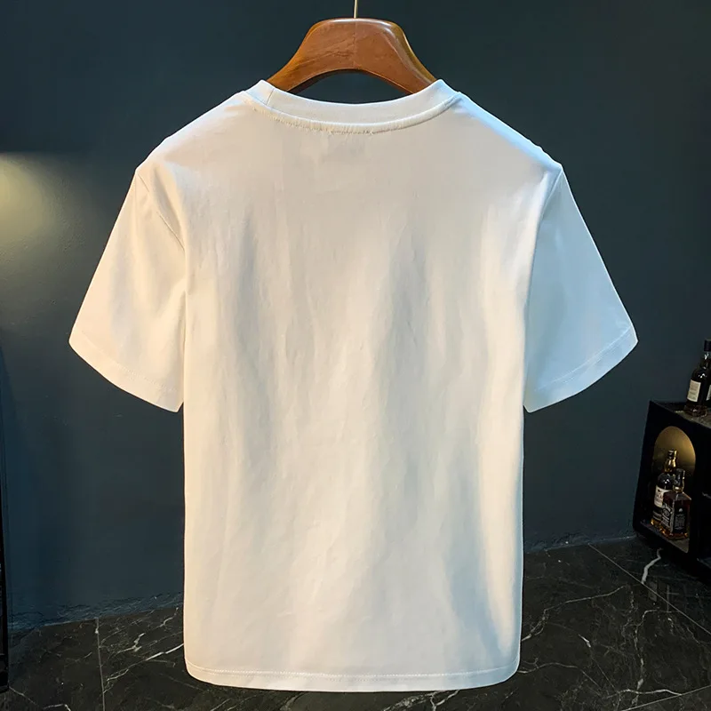 تيشيرت بأكمام قصيرة للرجال في الصيف، رفيع، ممتص للعرق، مسامي، كبير الحجم، فضفاض، بسيط، عصري للرجال