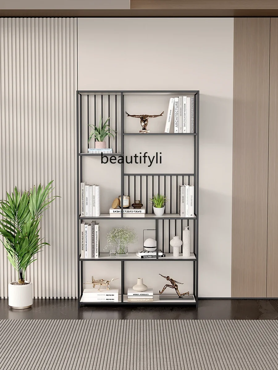 

Office multi-layer wrought iron shelf floor bookshelf living room partition decorative display cabinet a50