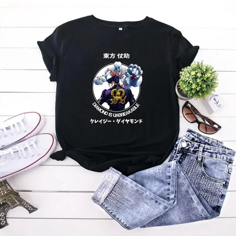 JoJo Bizarre Adventure Anime T Shirt Harajuku Women Men Casual Vintage Streetwear Short Sleeve  T Shirt Unisex