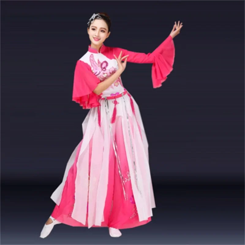 

Classical dance costumes elegant chiffon new Chinese national weather umbrella yangko dance adult women's performance clothing