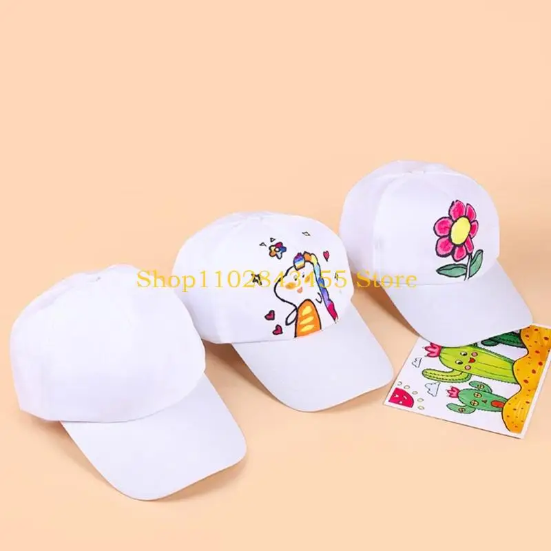 49MC DIY Painting Kids Art Hat Cotton Baseball Hat For Creative Painting And Drawing Activities