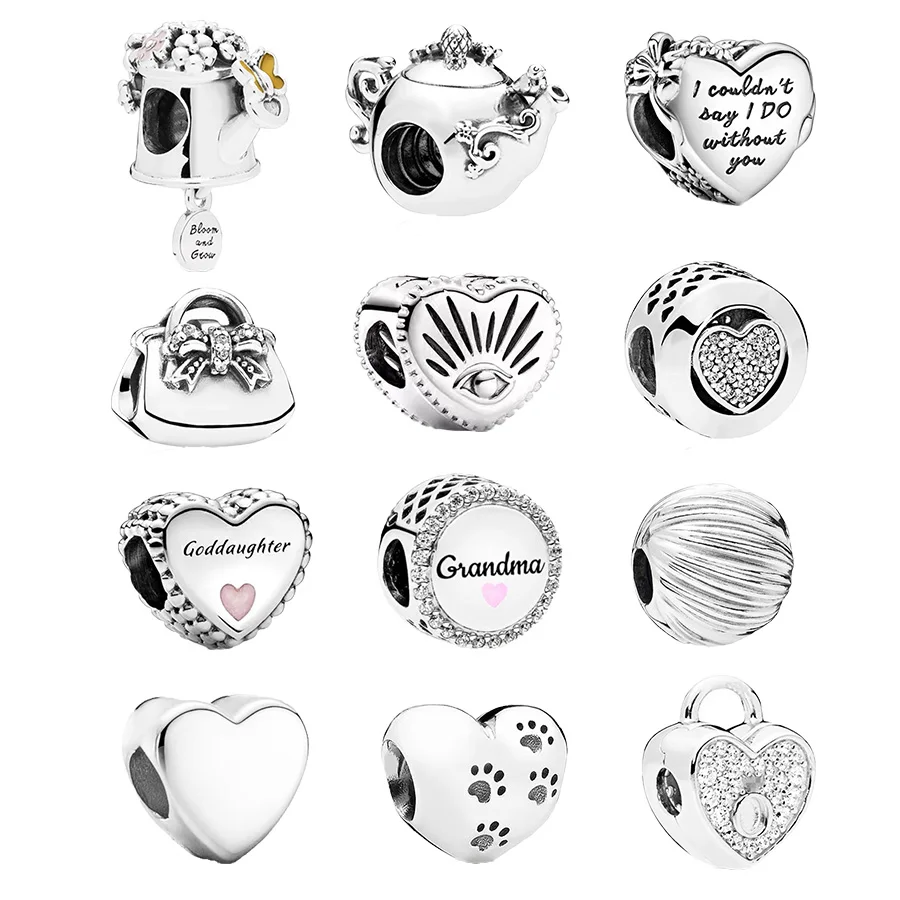 Hot Sale Kettle，Travel Bag，Openable Heart Charms Beads Fit Original 925 Sterling Silver Pan Bracelet DIY Women Jewelry Gift