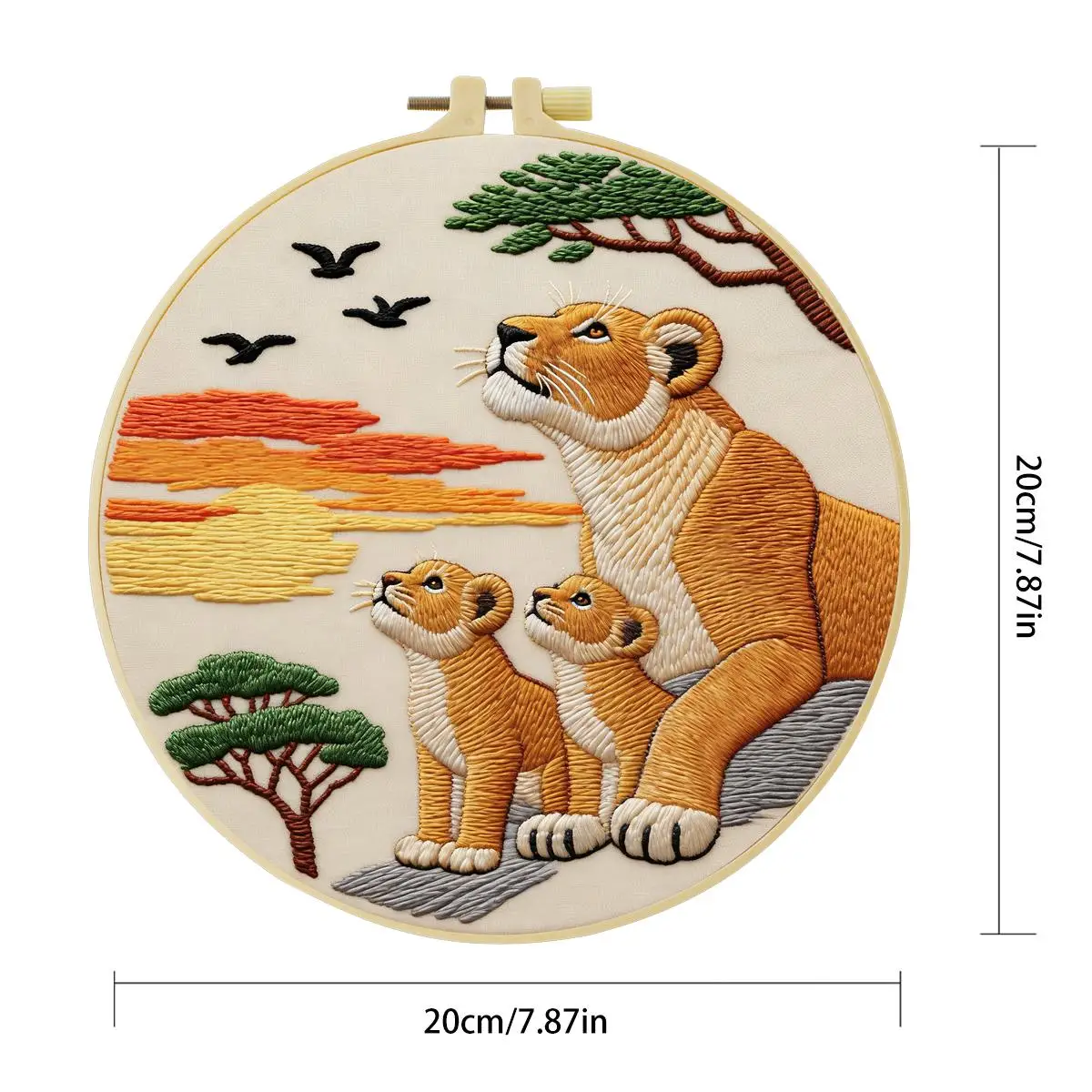 1 Stück 20X20CM/15X15CM 7,87/6,3 Zoll Tier - Löwe Stickerei Starter-Kit DIY-Kit DIY-Stickerei-Set Handarbeiten Nadelkunst – Detail 3
