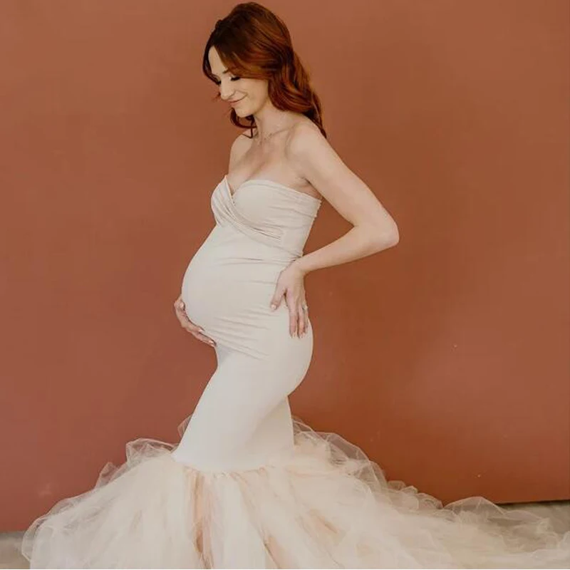 

Maternity Tulle Mermaid Sweetheart Maternity Dress Photoshoot Evening Gown Baby Shower Платье Для Беременных