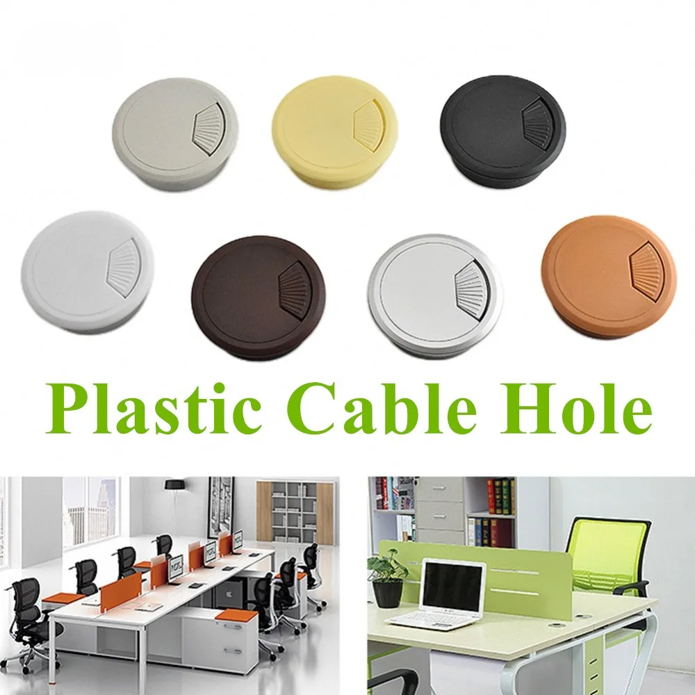 5pc Desk Table Plastic Cable Threading Hole Cover Computer Round Wire Tidy Grommet Wire Cover for Table Office Organizer Clamp