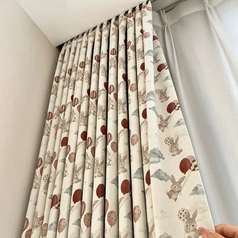 balloon-bunny-cartoon-children's-room-girl's-room-living-room-bedroom-thickened-blackout-chenille-curtains-partition-curtains
