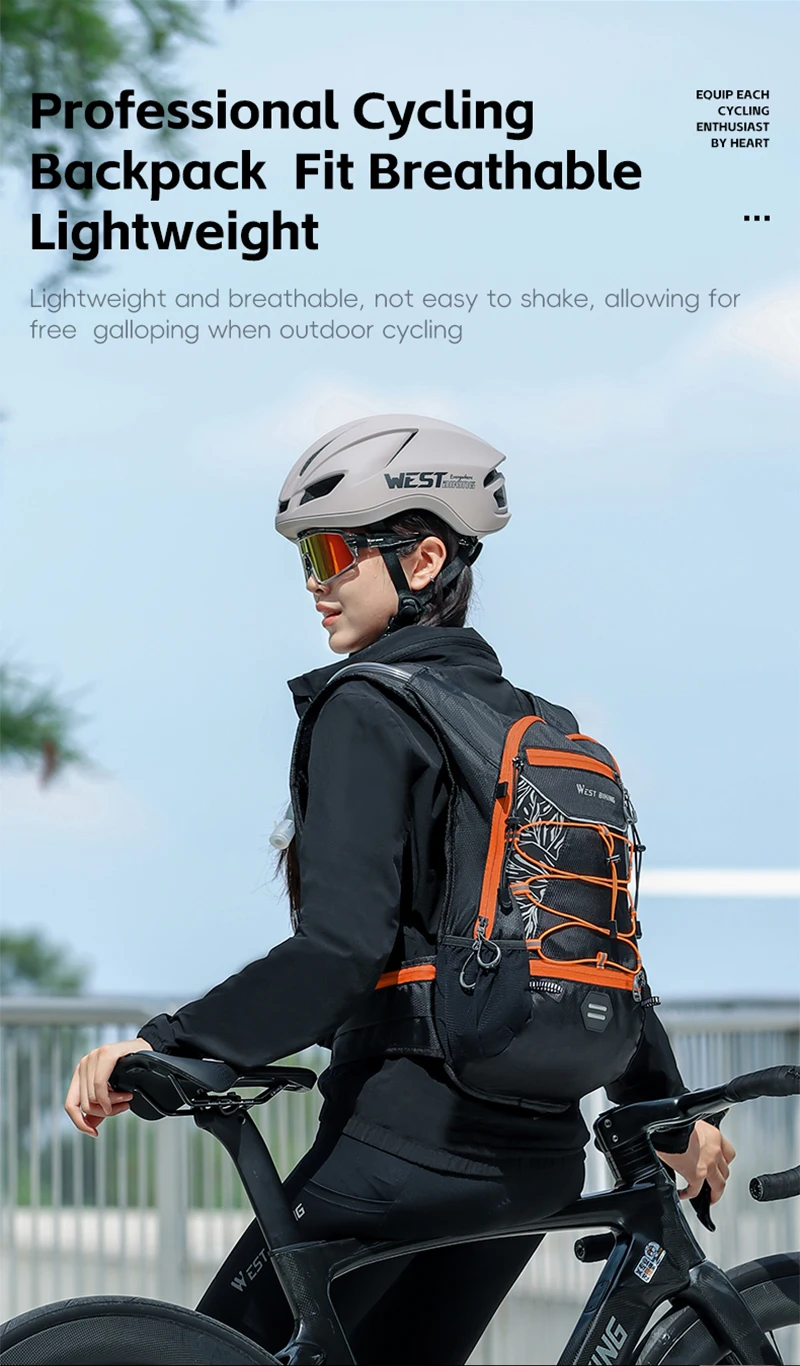 WEST BIKING Fahrradrucksack 16L Große Kapazität Outdoor Sport Klettern Wandern Fahrradtasche Ultraleichter Reise-Hydrations-Rucksack – Detail 10