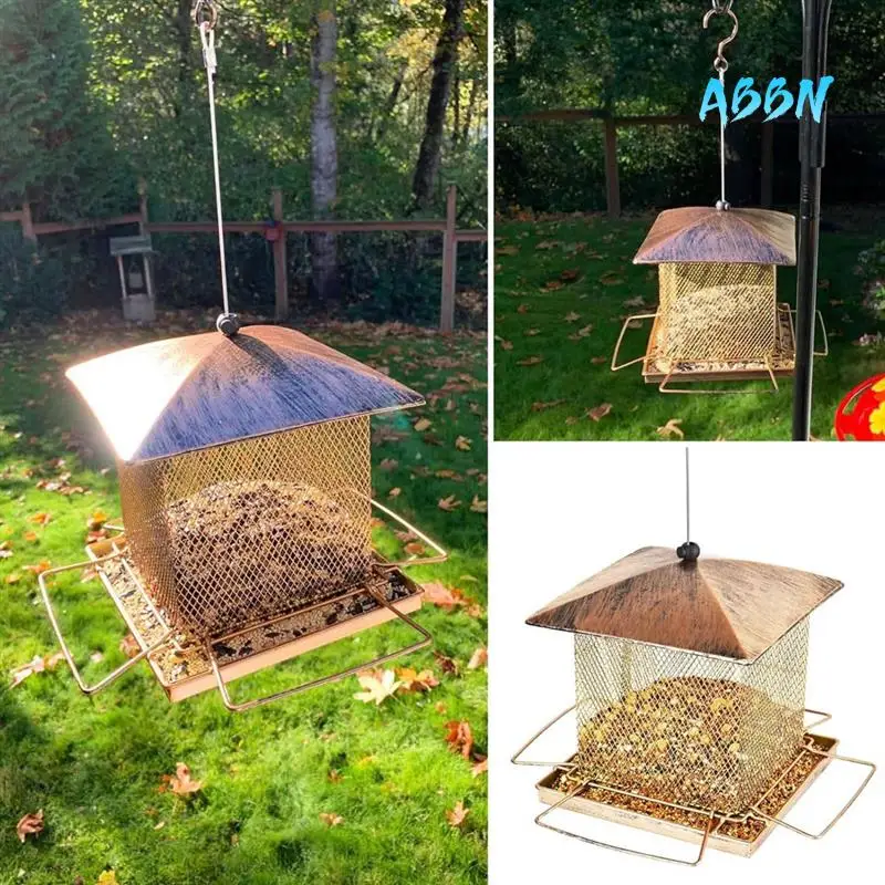 ABBN-Bird Feeders For Outdoors Hanging - Large Capacity Heavy Duty Metal Squirrel Proof Wild Bird Feeders For Cardinal