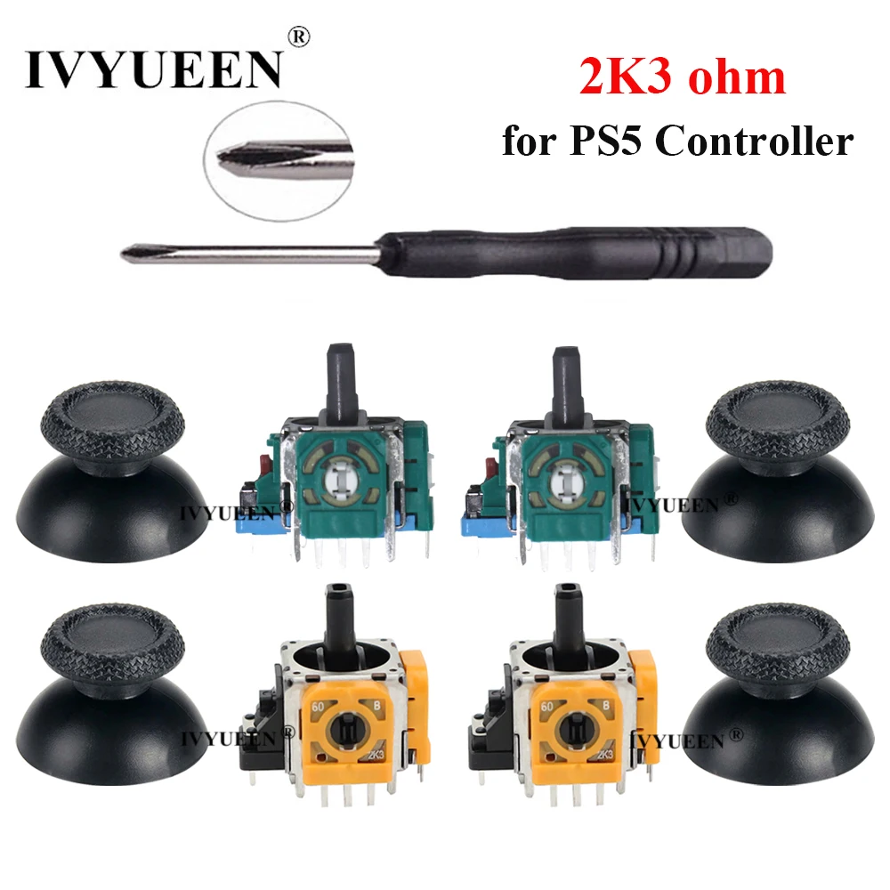 IVYUEEN 2ชุดสำหรับ PlayStation 5 PS5 Controller 3D Analog Stick Sensor โมดูล Potentiometer พร้อม ThumbSticks Caps สำหรับ DualSense