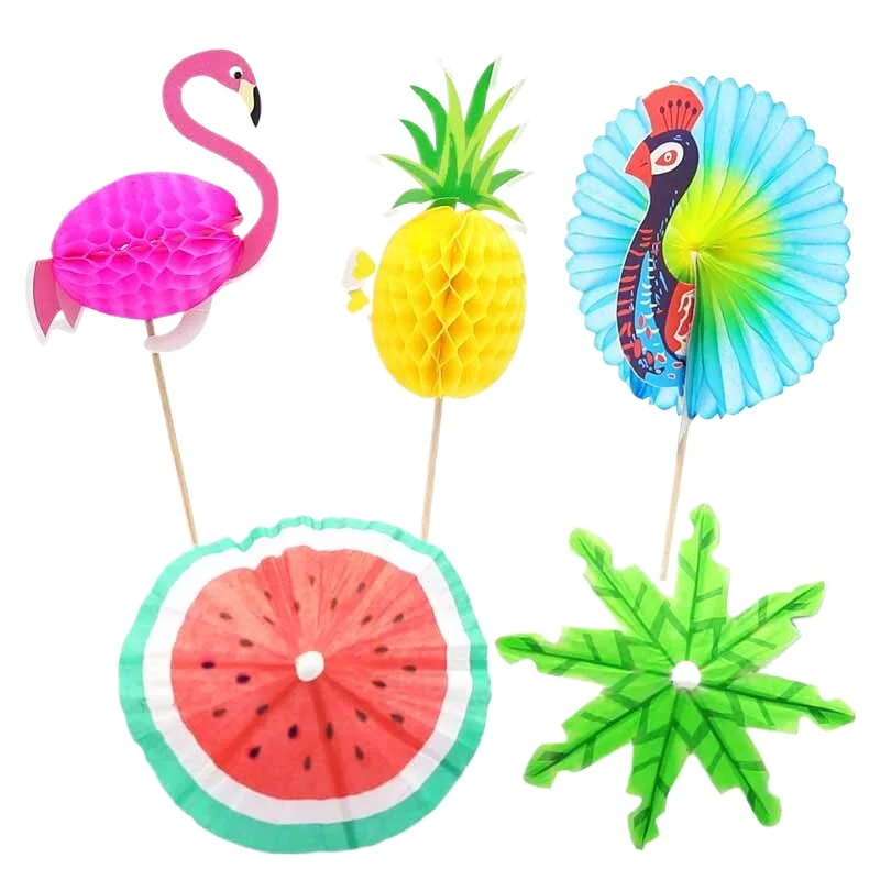 10Pcs Flamingo Wooden Honeycomb Umbrella Toothpicks Appetizers Cocktail Sandwich Cupcake Food Cake Picks for Jungle Party