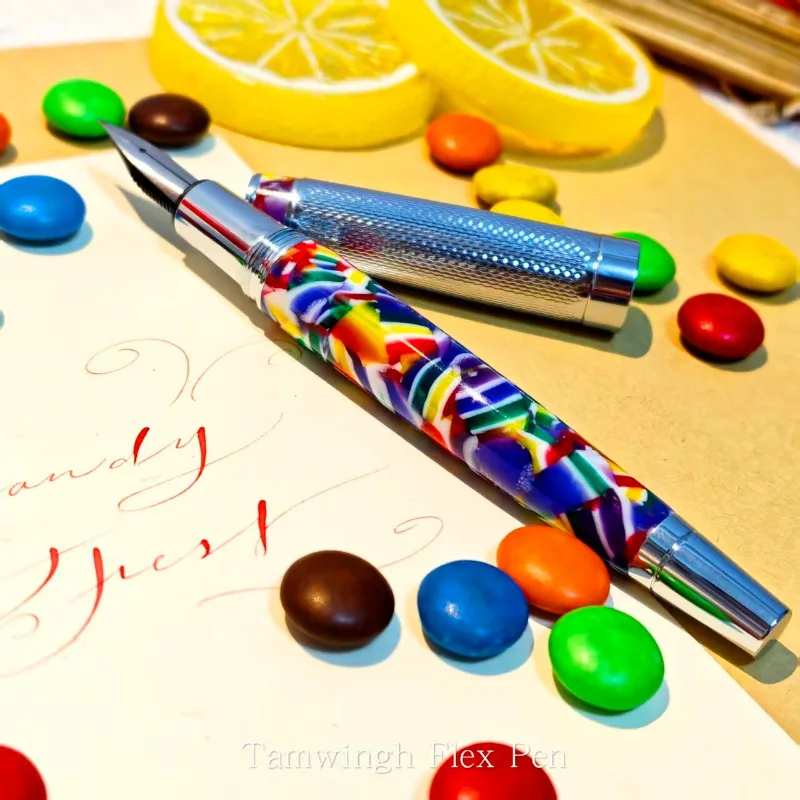 The Latest Elastic Pen Tip Tamwing Super Elastic Tip Fountain Pen Colorful Acrylic Steel Tip English Writing Calligraphy Ink Pen