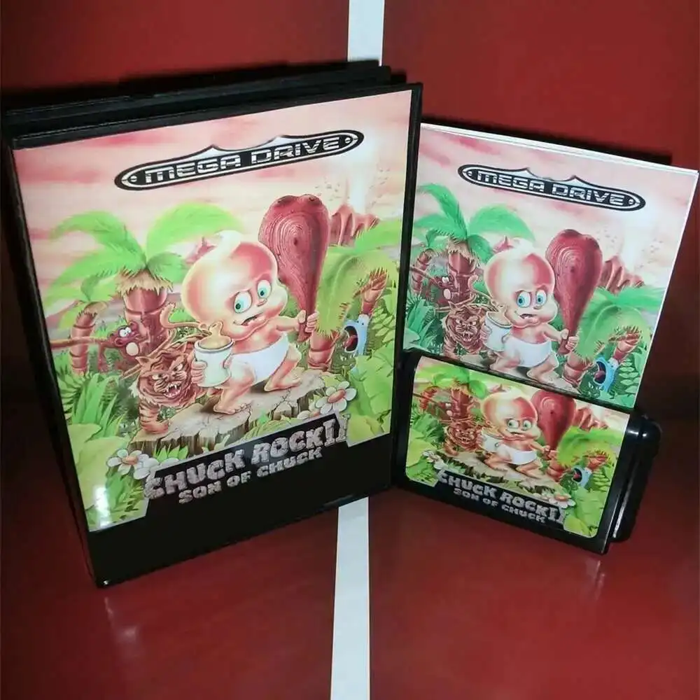 وصول جديد تشاك روك الثاني ابن تشاك 16bit MD بطاقة الألعاب مع صندوق البيع بالتجزئة وكتاب يدوي لمحرك سيجا ميجا/جينيسيس