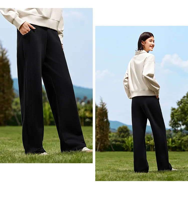 Semir Hosen Damen Thermische Antibakterielle Hosen 2024 Winter Neue Elegante Polar Fleece Einfarbige Weite Hosen – Detail 4