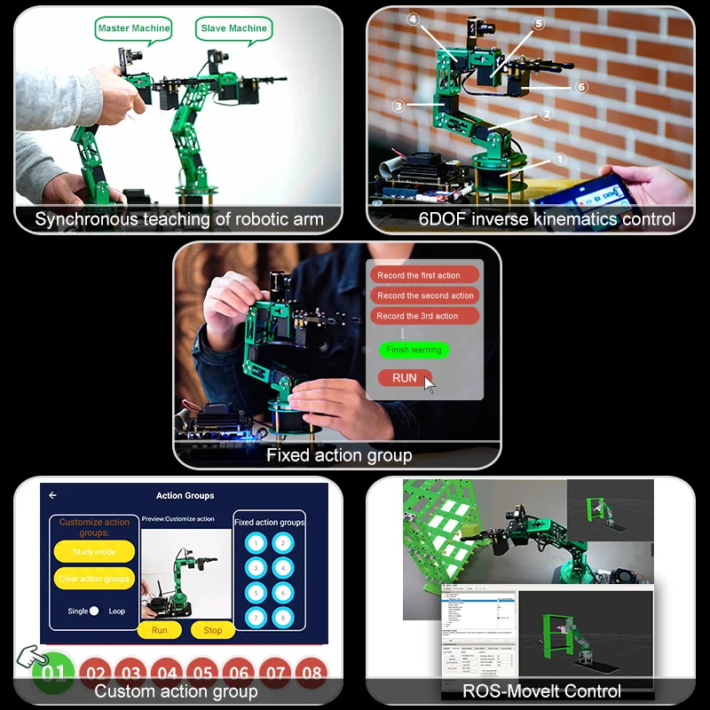 Raspberry Pi 5 AI Vision Robotic Arm And Camera 2 In 1 Kit With Recognition, Tracking And Grabbing Actions For AI Training