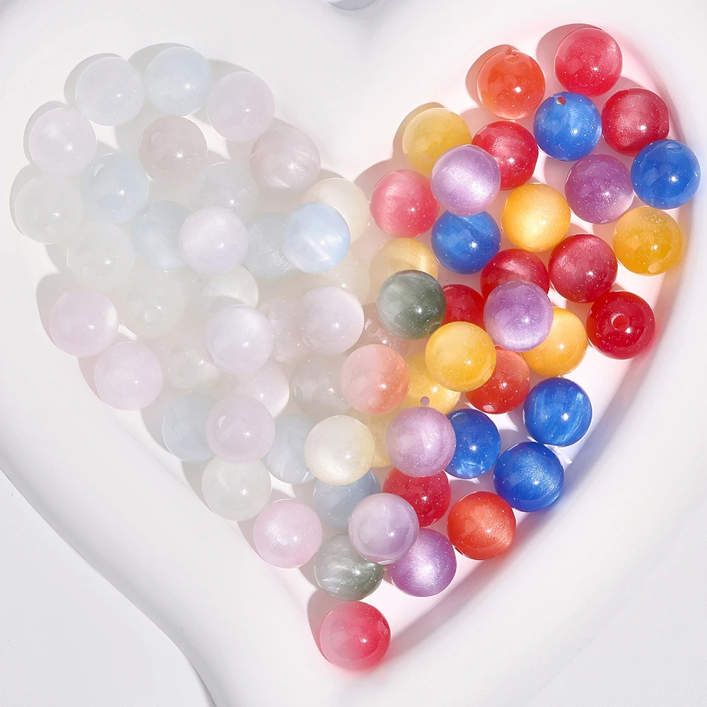 1 Box 80PCS 12MM UV Resin Beads with Hole Cat Eye Sensitive Color Changing Round Transparent Magic Sunlight Change Spacer Bead