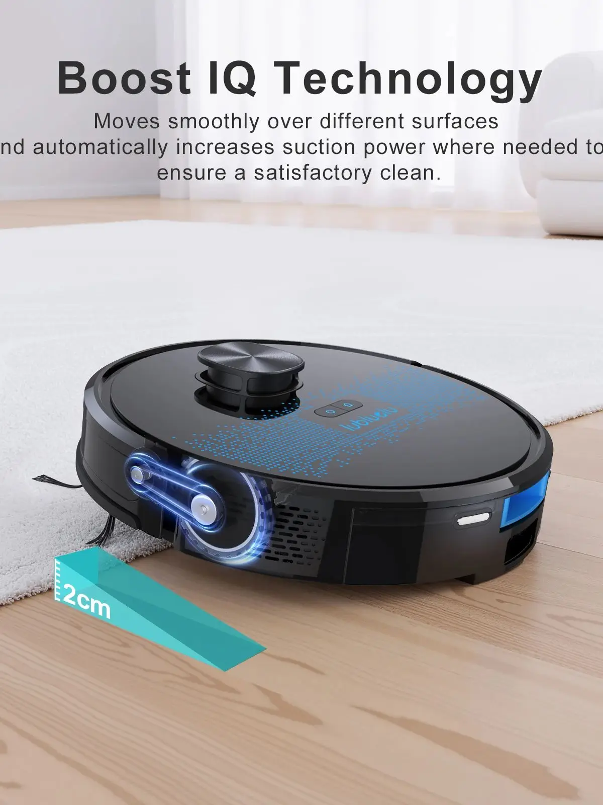 Lubluelu SL60D Roboter-Staubsauger und Wischmopp-Kombi - 4000Pa Saugkraft, 150 Minuten Laufzeit, Leiser Betrieb, 10 Verbotene Zonen, Smart App-Steuerung