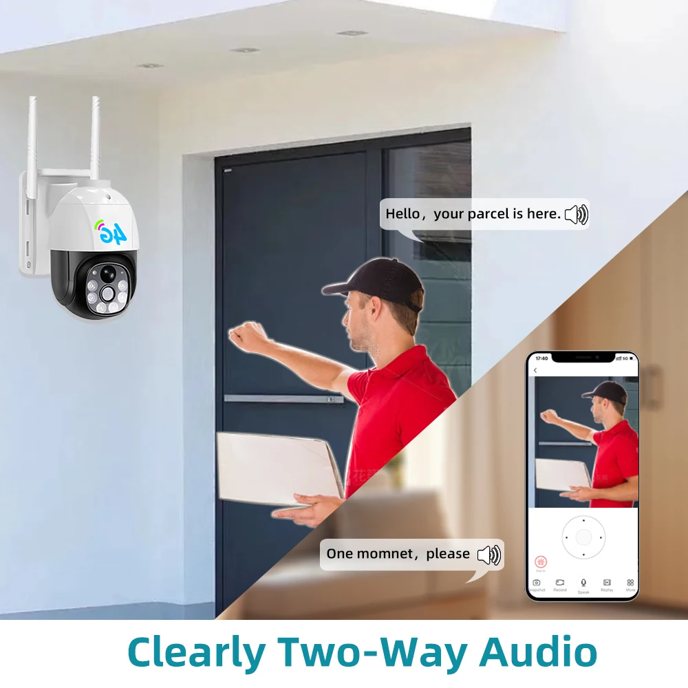 4G SIM Card Camera Dual Lens Outdoor 8MP 4K Low Power Battery IP Camera PIR Night Vision V380 Pro CCTV Security Protection