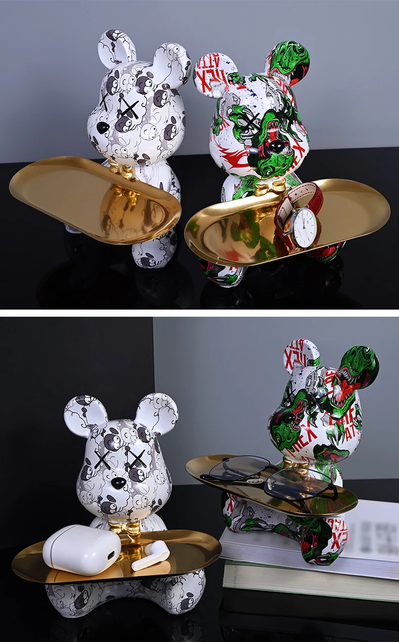 Bunte Bärenstatuen und Skulpturen Butler Figur Ornamente Innen Nordic Dekorative Zimmer Tischdekoration Harz Handwerk Geschenk – Detail 8