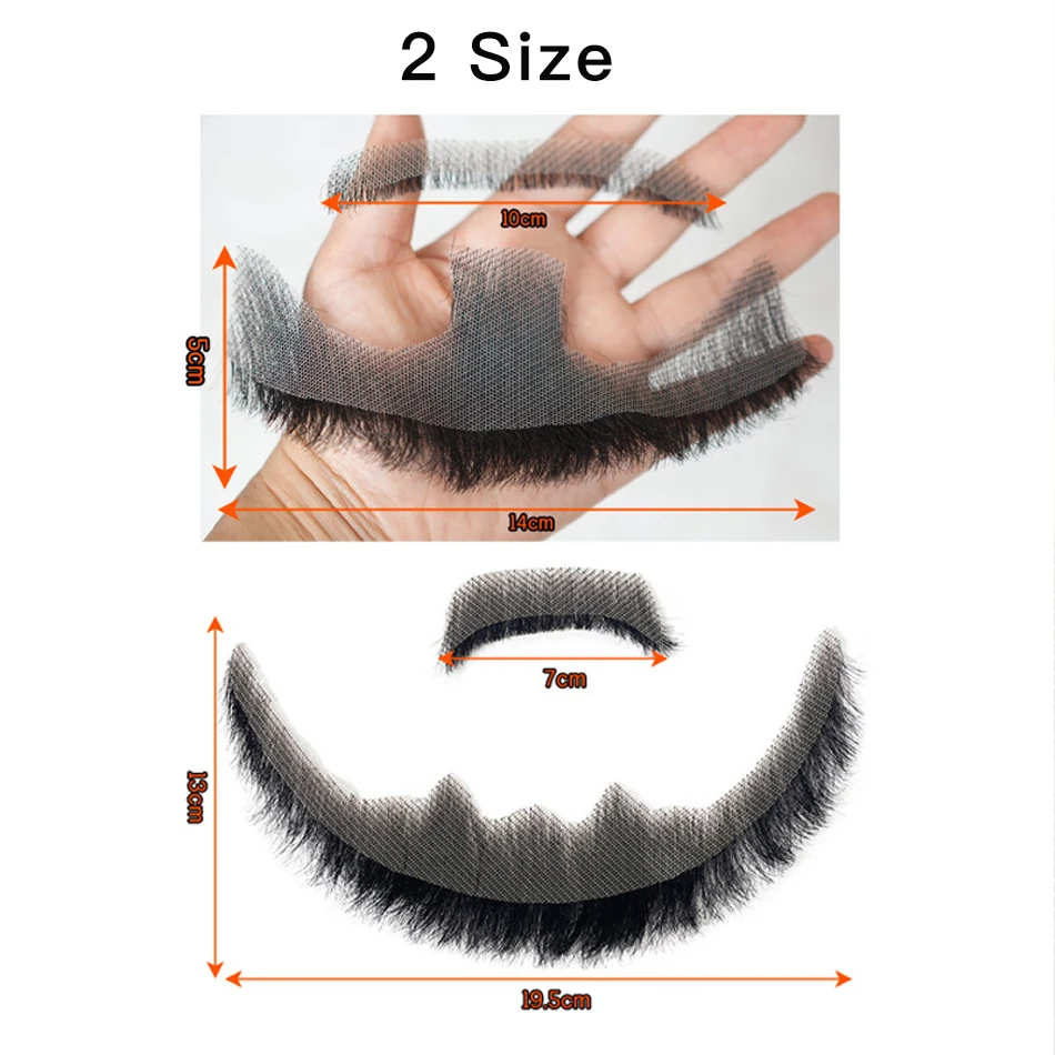 Picture 5: Fake Beard Goatee Beard Realistic 100% Human Hair Full Hand Tied Goatee False Beards Lace Invisible Fake Mustache Men Makeup