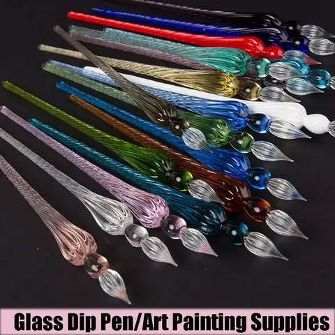 Bilashmart 1PC Vintage Glass Dip Dipping Pen Handmade Art Painting Supplies Filling Ink Signature Calligraphy Fountain Pen
