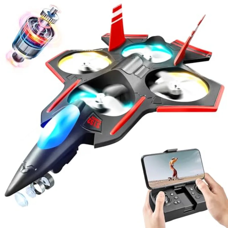 Brushless RC Plane with Camera for outdoor flying, carbon fiber body, red-black color, stable 6-axis gyro control and 360 flip